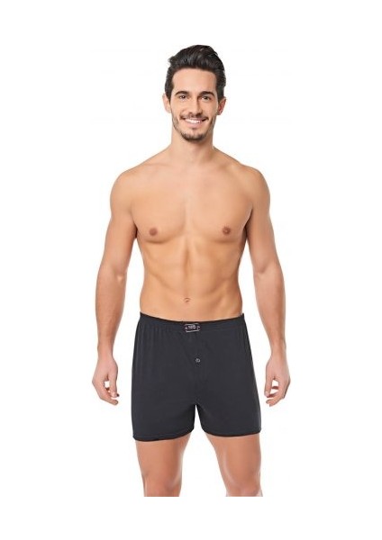 Erkek 2'li Paket Penye Havlu Bel Boxer Siyah Renk