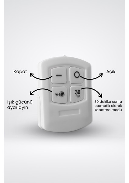 DEMPOWER 3'lü Uzaktan Kumandalı Yapışkanlı Kablosuz Led Spot Lambalar