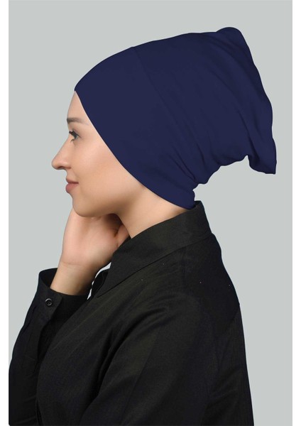 Hazır Pratik Geçmeli Uzun Boru Tesettür Bonesi - Saks