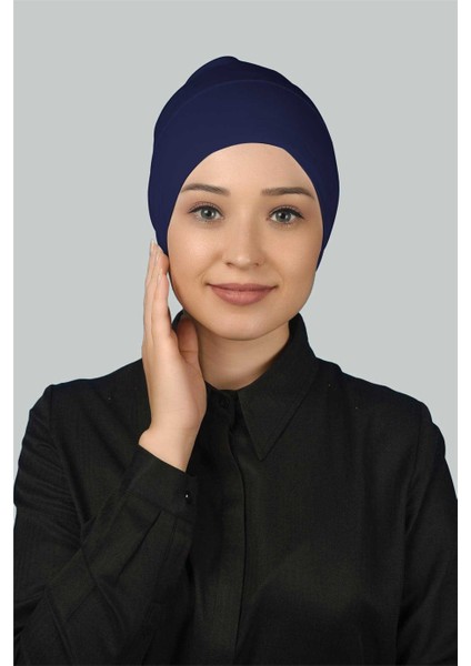 Hazır Pratik Geçmeli Uzun Boru Tesettür Bonesi - Saks