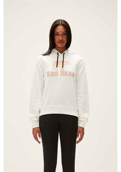 Frost Kapüşonlu Kadın Beyaz Sweatshirt
