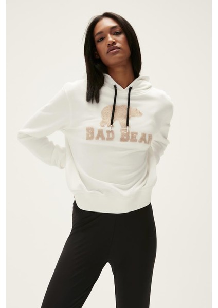 Frost Kapüşonlu Kadın Beyaz Sweatshirt