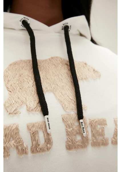 Frost Kapüşonlu Kadın Beyaz Sweatshirt