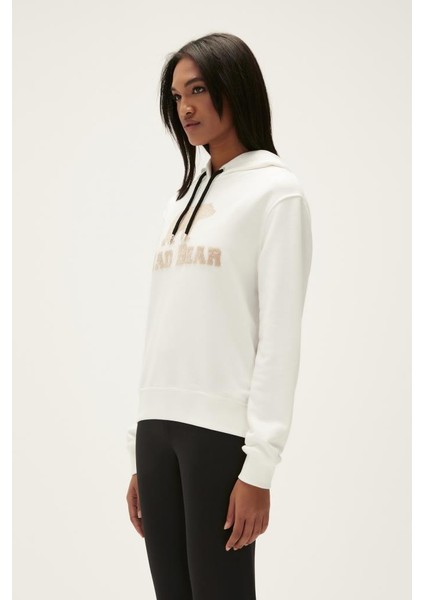Frost Kapüşonlu Kadın Beyaz Sweatshirt