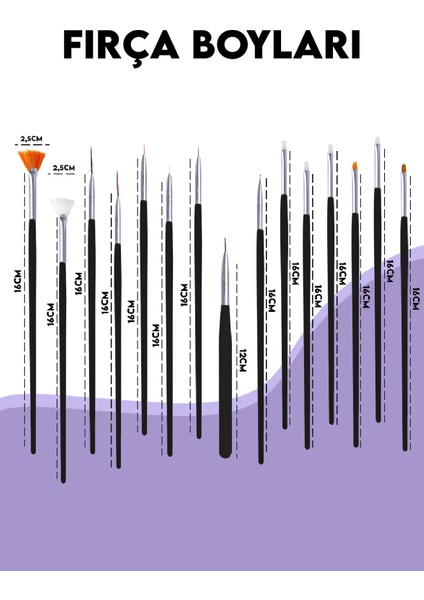 15'Li Profesyonel Nail Art Süsleme Fırçası modelleri