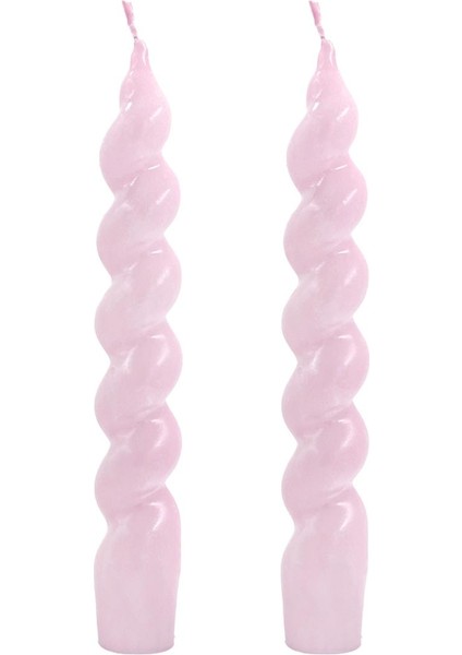 Candy Pembe Şamdan Mum 2li Set 17 cm