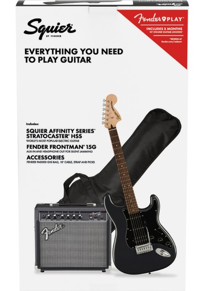 Affinity Strat HSS Frontman 15G Charcoal Frost Metallic Elektro Gitar Seti