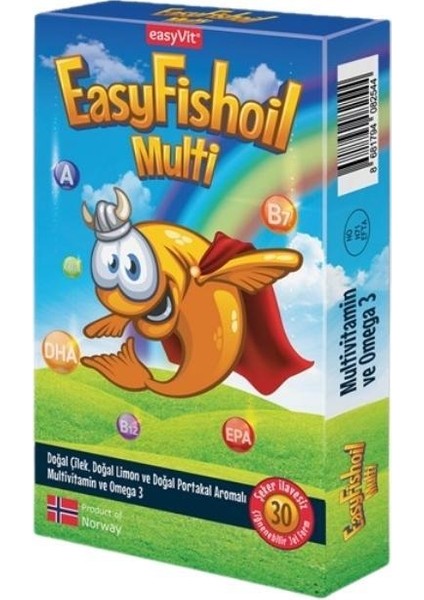 Easyfishoil Multi Multivitamin ve Omega 3 Içeren Takviye Edici Gıda 30 Çiğnenebilir Jel Form