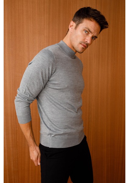 Erkek Basic Yarım Balıkçı Ince Triko Kazak 02421604 Füme fiyatları