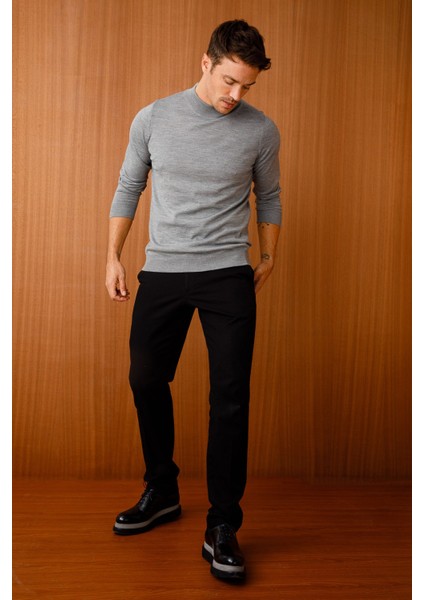 Erkek Basic Yarım Balıkçı Ince Triko Kazak 02421604 Füme modelleri