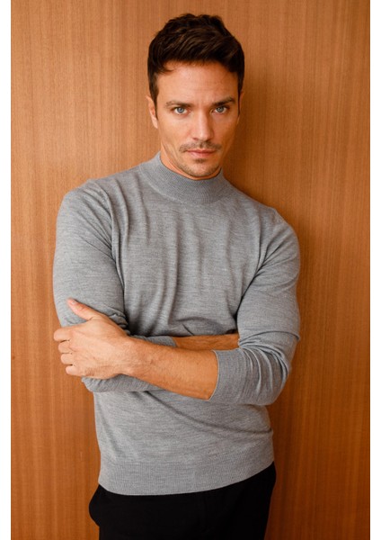 Erkek Basic Yarım Balıkçı Ince Triko Kazak 02421604 Füme fırsatları