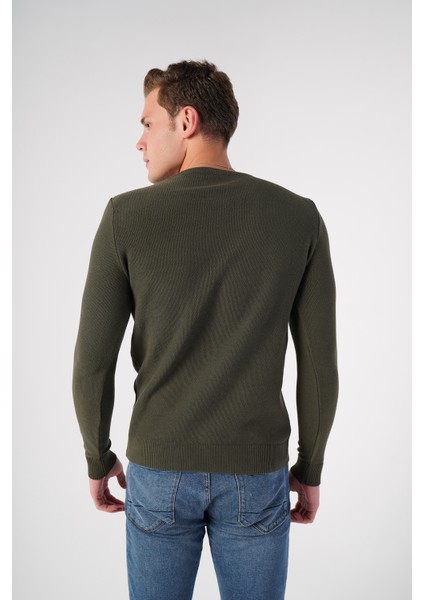 Erkek Haki %100 Pamuk Bisiklet Yaka Triko Kazak TRIST-1194 fırsatları