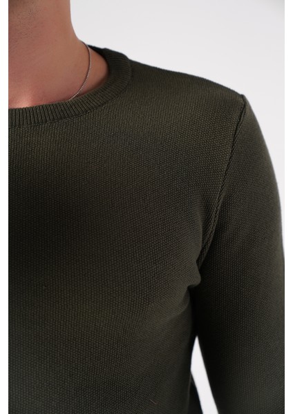 Erkek Haki %100 Pamuk Bisiklet Yaka Triko Kazak TRIST-1194 indirimleri