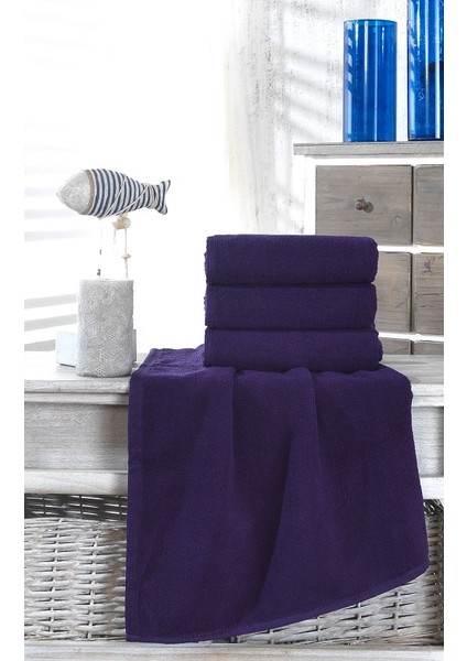 4'lü Paket Boya Tutmayan Mikrofiber El Yüz Spor Kuaför Berber Havlusu 50 x 90 cm Mürdüm