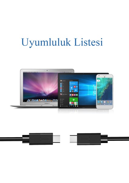 1 Metre Type-C To Type-C 3A Hızlı Data/şarj Kablosu