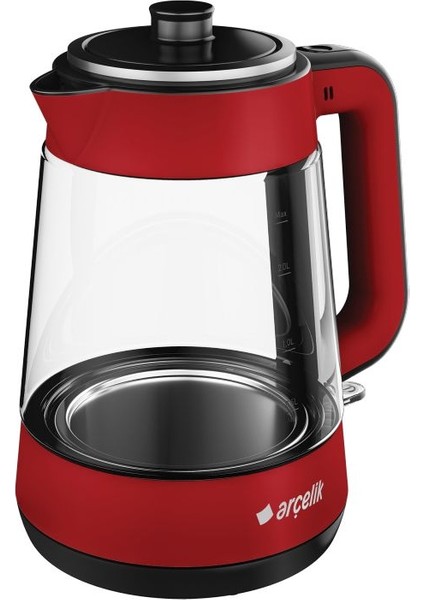 1900W, 2000ML, Çift Cam Kırmızı Çay Makinesi