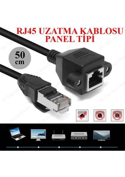 Panel Montaj RJ45 Erkek RJ45 Dişi Uzatma Lan KABLOSU-50CM