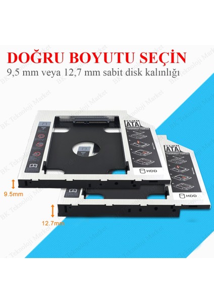9.5mm Sata 3.0 2.5 Inch Notebook HDD SSD Caddy Kızak Kutu