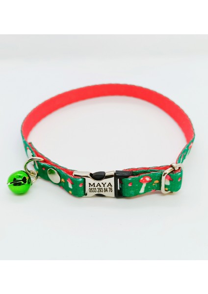 Metal Kilitli Mantar Desenli Kedi Tasması, Isimli Köpek Tasması, Isimlikli Mantarlı Kedi Köpek Tasması fiyatları