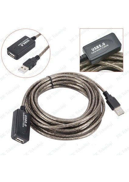 5 Metre Sinyal Güçlendiricili Yeni Çipli Aktif USB 2.0 Uzatma Kablosu
