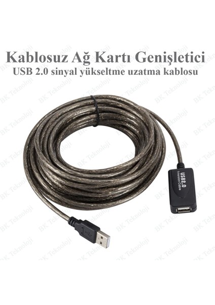 5 Metre Sinyal Güçlendiricili Yeni Çipli Aktif USB 2.0 Uzatma Kablosu