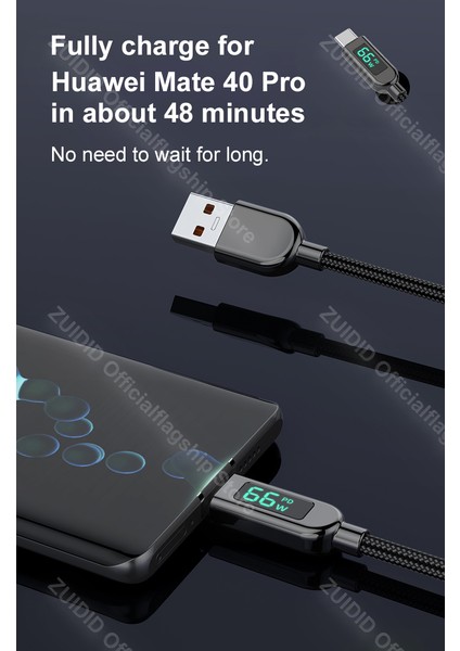 Akım Göstergeli Şarj Kablosu Type C 100W