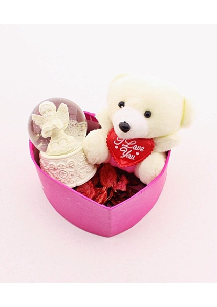 Sevgiliye Özel Günlere Hediye Sevimli Mini Ayıcık ve Melek Kar Küresi Hediye Kutusu fiyatları