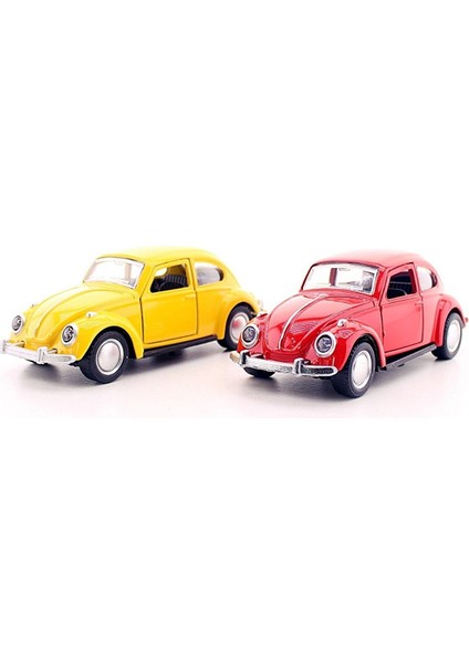 Dekoratif Arabas 2 Adet Çek-Bırak Metal Vosvos Dıe Cast 12CM Sarı Kırmızı