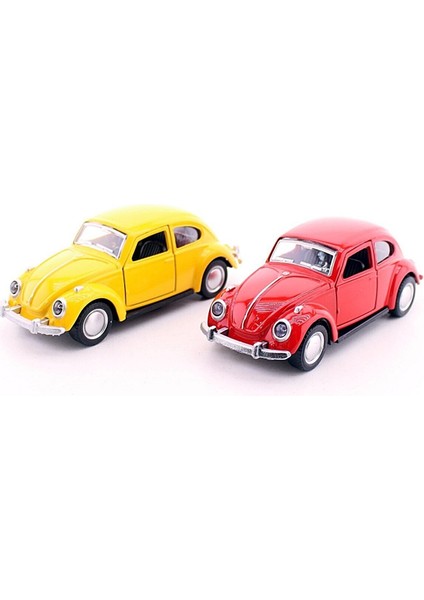 Dekoratif Arabas 2 Adet Çek-Bırak Metal Vosvos Dıe Cast 12CM Sarı Kırmızı