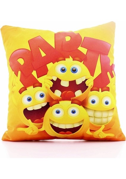 Dekoratif Şık Tasarımlı Party Desenli Dekoratif Özel Tasarım Yastık 27*27 cm