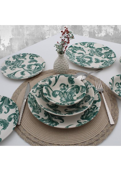 Sena 24 Parça 6 Kişilik Yemek Takımı- Yeşil