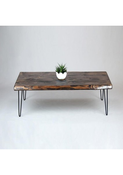 Doğal Ağaç Masif Kütük Orta Sehpa 60 x 90 cm Metal Ayak