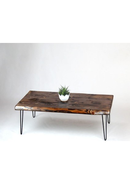 Doğal Ağaç Masif Kütük Orta Sehpa 60 x 90 cm Metal Ayak modelleri