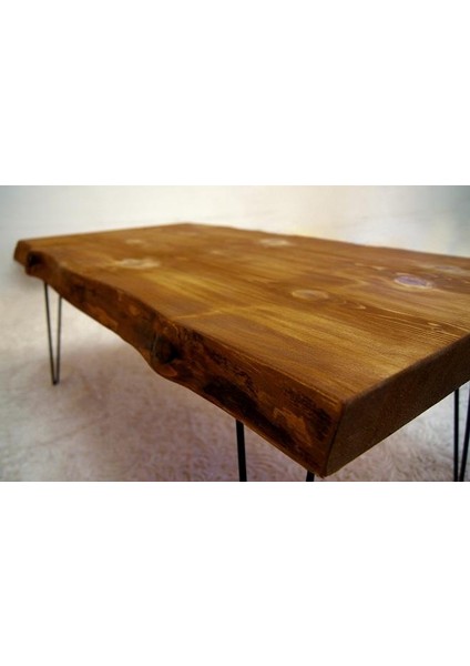 Doğal Ağaç Masif Kütük Orta Sehpa 75 x 145 cm Metal Ayak modelleri