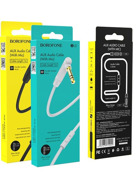 Mikrofonlu L Tip Ses Aux Kablo 3,5 mm Jak - 3,5 mm Jak, , Tek Tuşla Çalıştırma Kontrolü 1 M modelleri