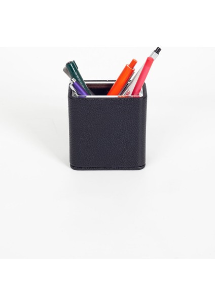 Masaüstü Deri Krom Detaylı Kalemlik Siyah fiyatları