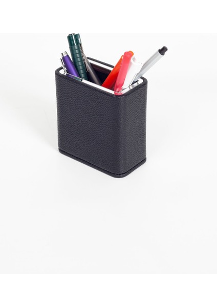 Masaüstü Deri Krom Detaylı Kalemlik Siyah modelleri