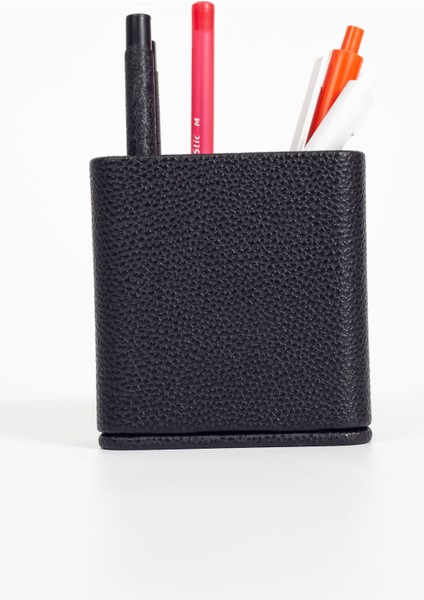 Masaüstü Kare Ahşap Detaylı Kalemlik Siyah indirimleri