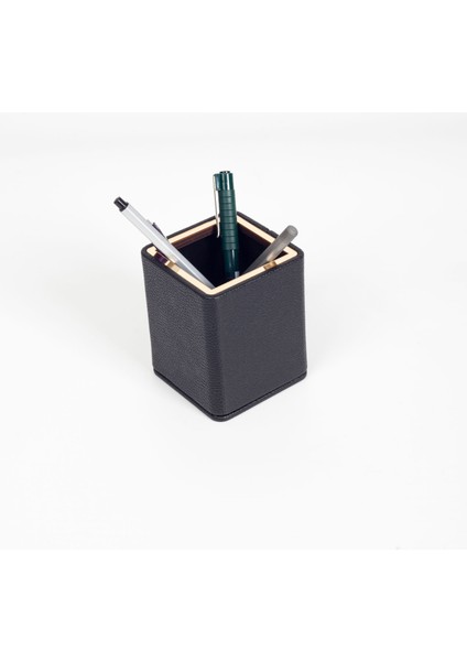 Masaüstü Kare Gold Detaylı Kalemlik Siyah fiyatları