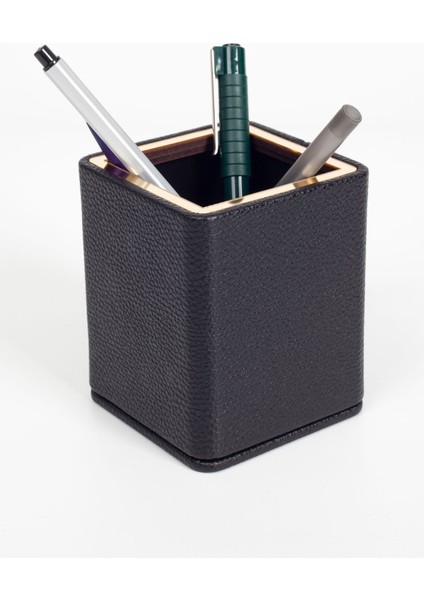 Masaüstü Kare Gold Detaylı Kalemlik Siyah fırsatları