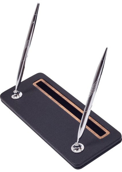 Pera Deri Kalem Ünitesi Siyah Ahşap Detaylı