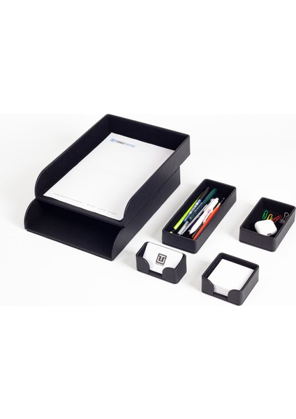 Felix Masaüstü Deri Organizer Seti 6 Parça Siyah