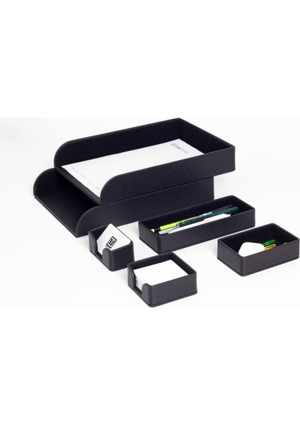 Felix Masaüstü Deri Organizer Seti 6 Parça Siyah modelleri