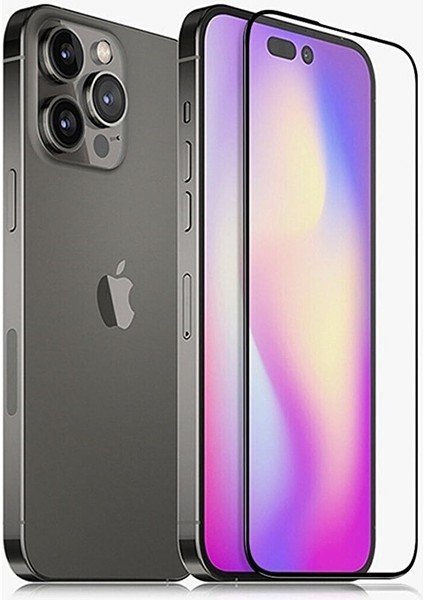 Apple iPhone 14 Pro Uyumlu Tam Kaplayan Temperli 5d Ekran Koruyucu Kırılmaz Cam