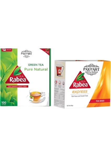 Rabea Tea Pure Natural Green Tea - Black Tea - Rabea Yeşil Çay ve Siyah Çay 2li