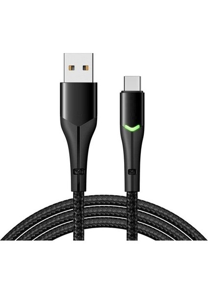 Ecotekno CA-7960 Ledli Type-C Data-Şarj Kablosu 3A 1m-Siyah