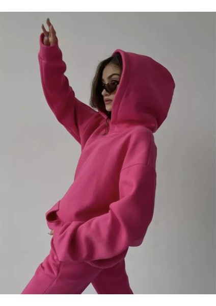 Kapüşonlu Pamuk Tam Kışlık Geniş Oversize Yeni Trend Dış Mekan Kadın Eşofman Takımı fiyatları