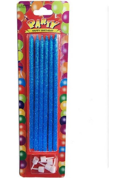 Mavi Simli Pasta Mumu 6 Adet 16 cm