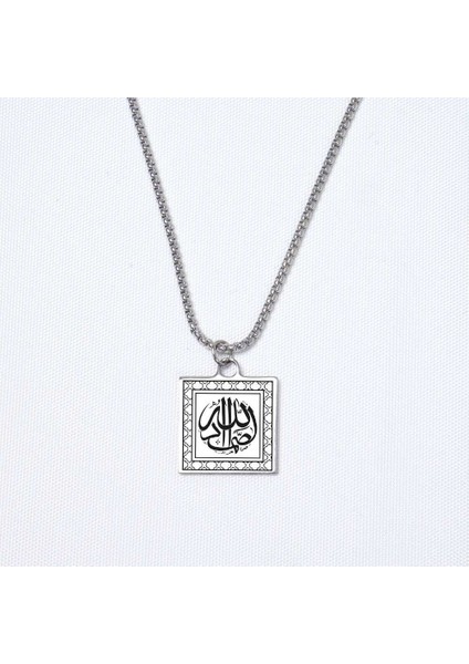 Sonsuza Kadar Allah Yazılı Kare Çelik Kolye
