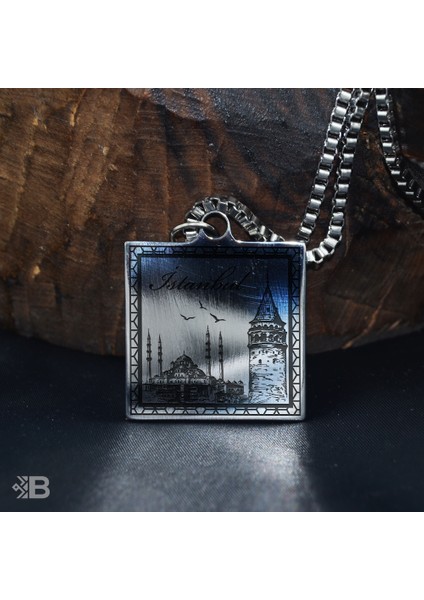 Istanbul Kare Çelik Kolye - 3092